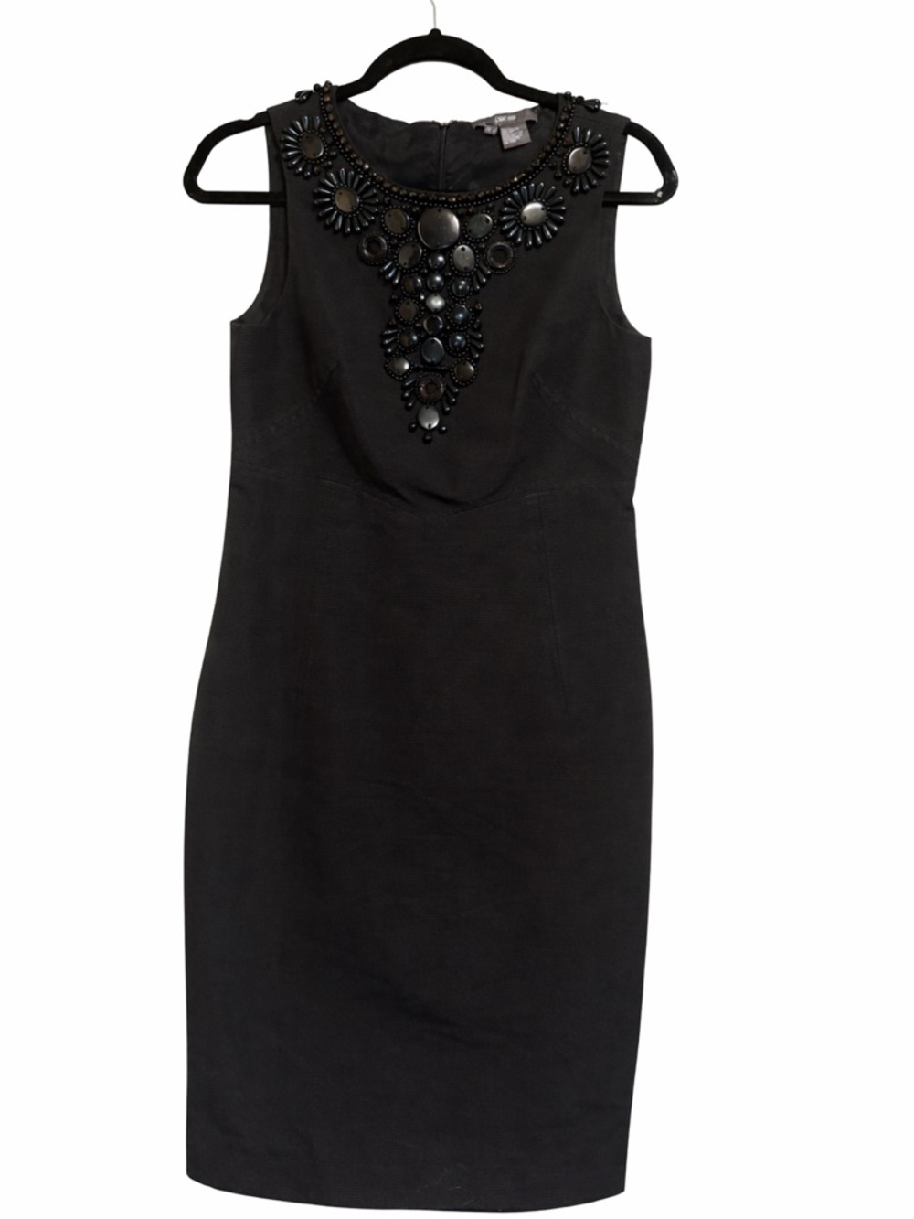 PERSE Black Embellished Sleeveless Mini Sheath Dress